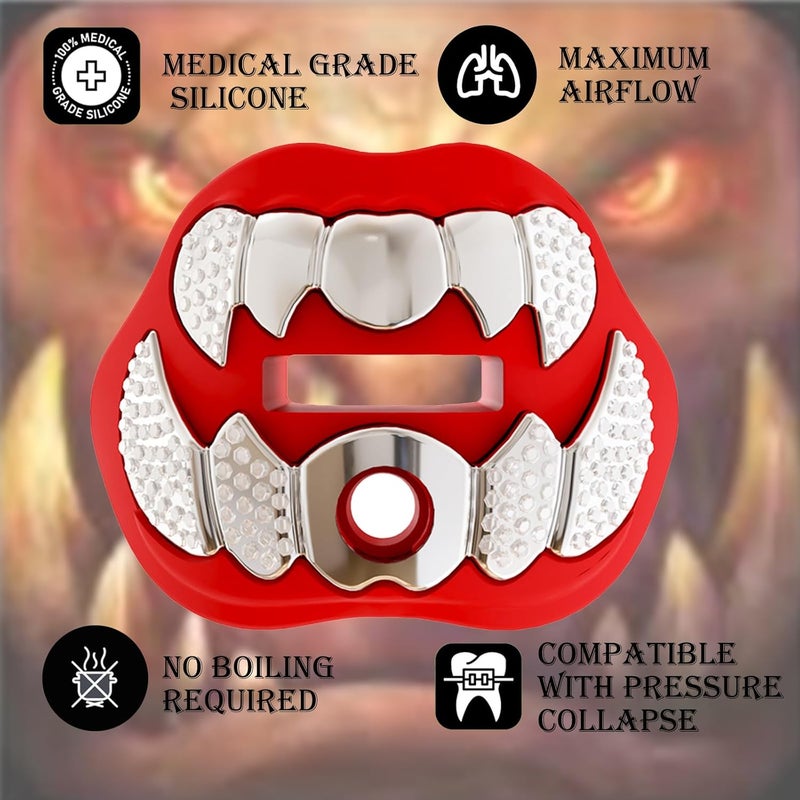 LeCool Football Mouth Guard with Connected Strap- 3D Beast Chrome Adult and Youth Mouth Guard-Mouth Piece for Sports for Maximum Air Flow and Teeth Protection - Image 3